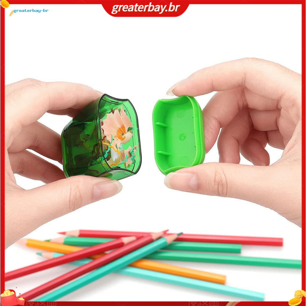 5pcs Double Hole Pencil Sharpener with Lid Transparent Manual Handheld Lightweight and Portable Stationery for School Of
