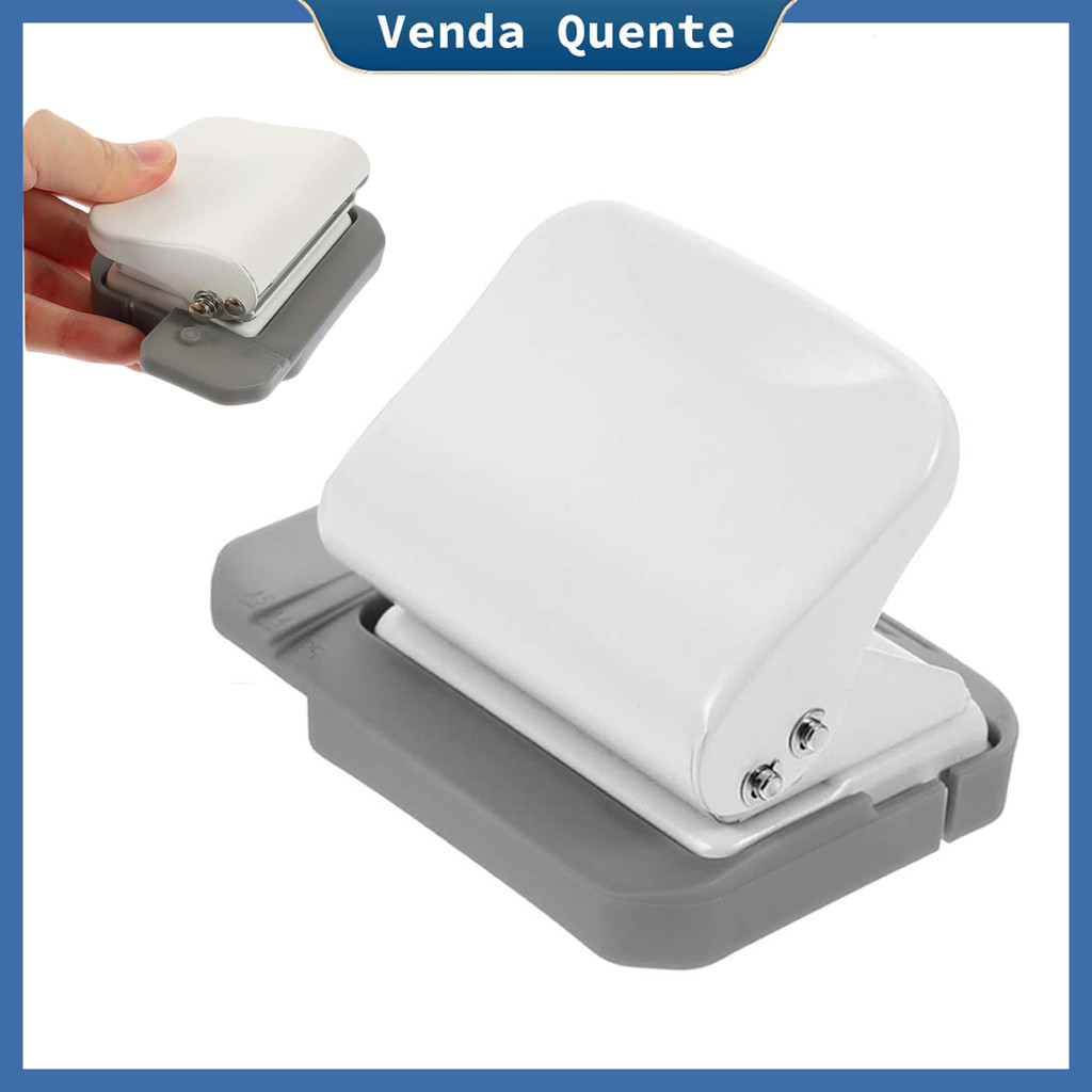 6 Hole Punch, Loose-leaf Paper Punch Handheld Metal Round Punch White
