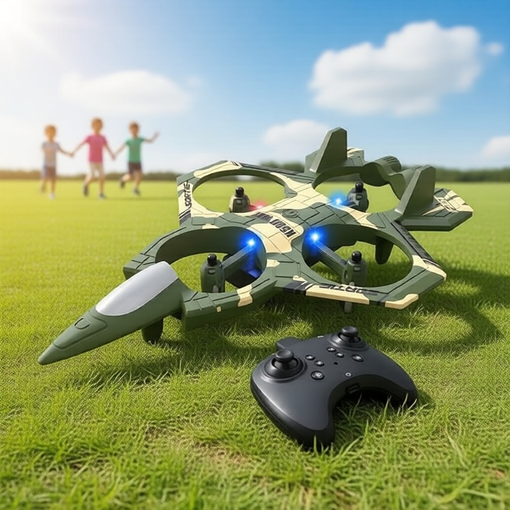 Drone Quadcopter K500 Max RC Jet-Estilo, Luzes LED, 4 Canais, Modo Altitude Hold e Truques de Rolamento