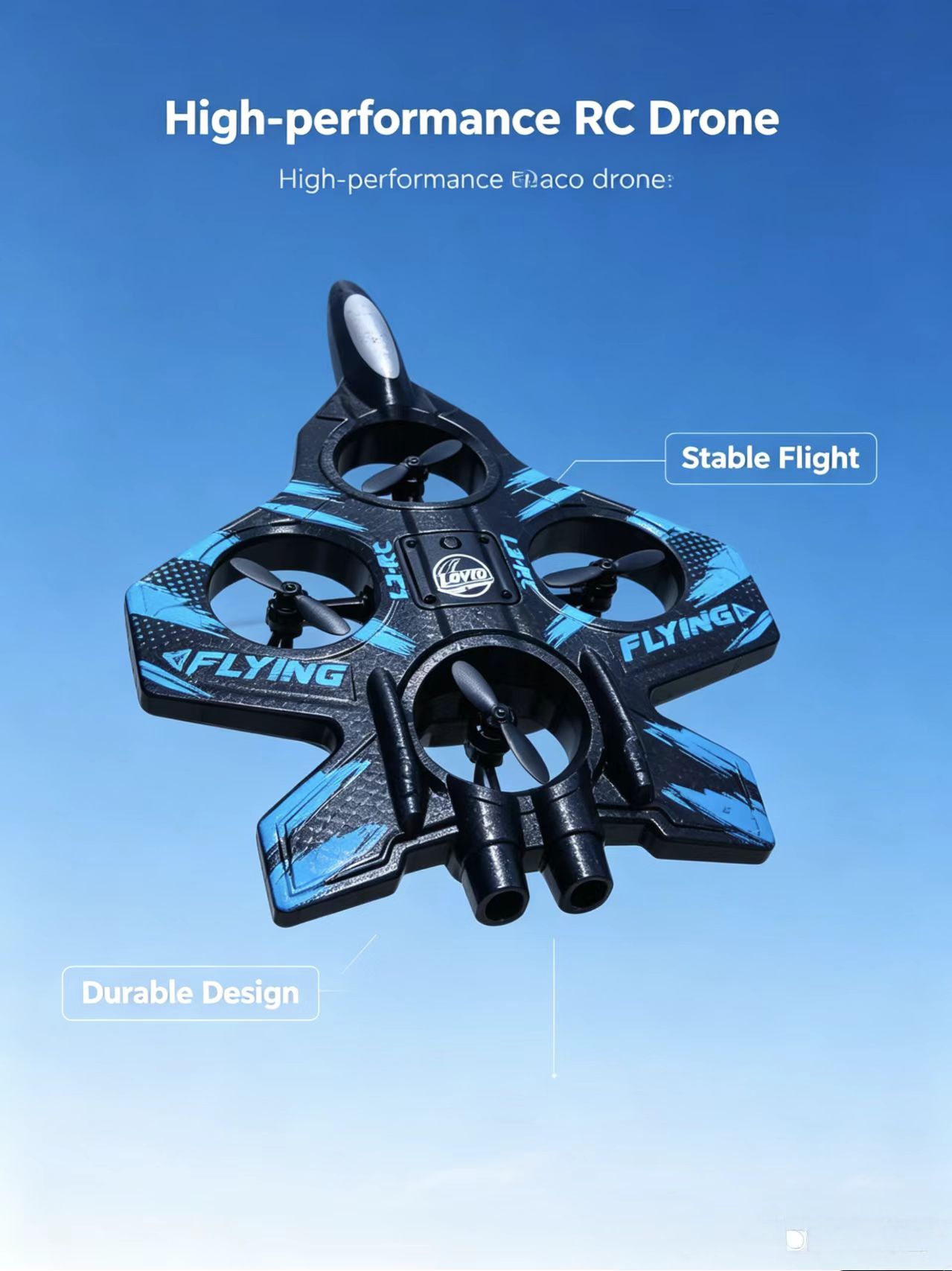 Drone Quadcopter com Função de Giro 360° no Ar, Atualização EPP à Prova de Impacto, Estabilização de Altitude, Portátil,