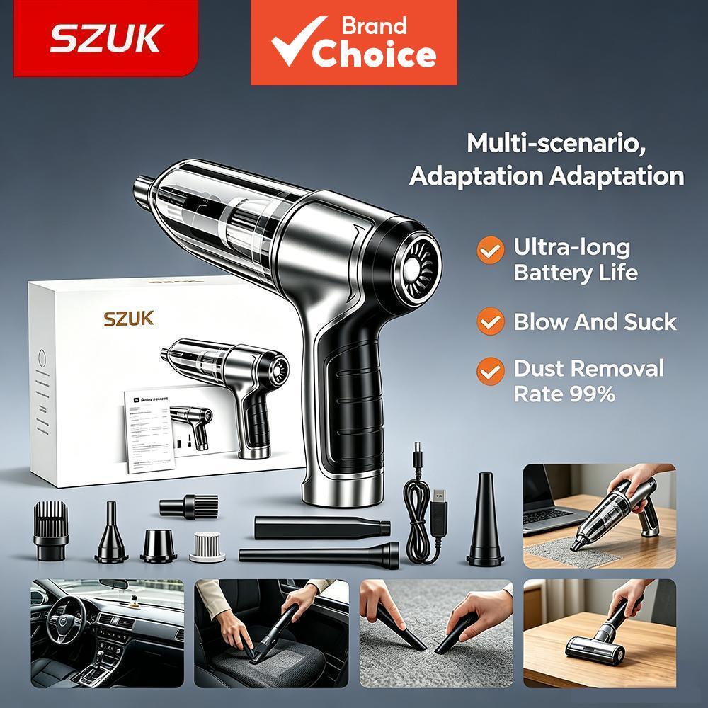 SZUK Aspirador De Pó Para Carro , Sem Fio , Portátil , Forte Sucção , Soprador De Ar , 2 Em 1 , Mini