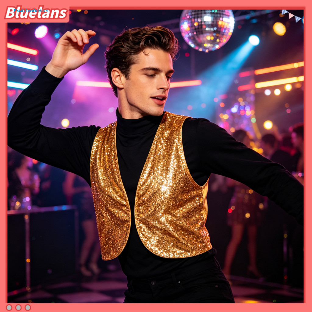 Sparkling Performance Tank Birthday Party Gear Shiny Sequin Vest for Kids Adults – Disco Costume Perfect for Halloween