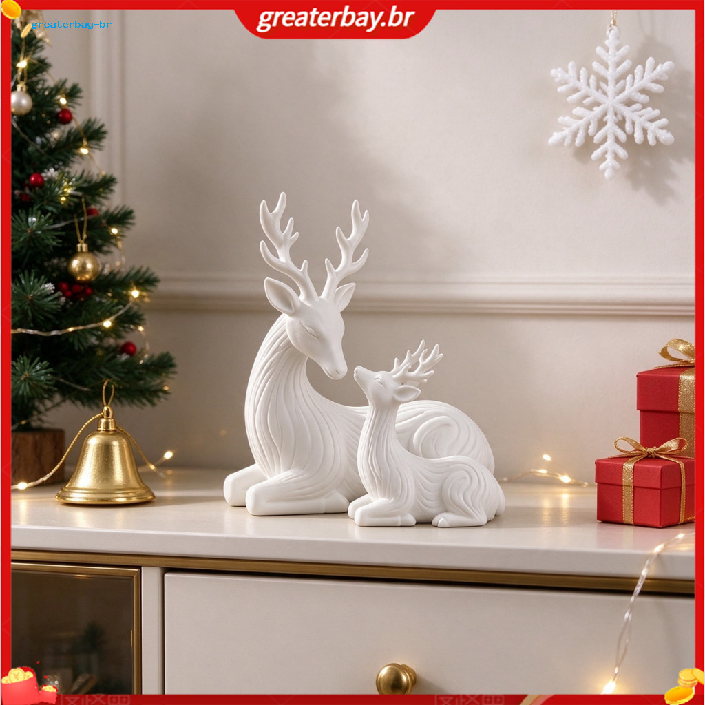 2pcs 3d Printed Parent-child Deer Figurines Minimalist Sculptures for Christmas Home Decor Elegant Statues for Room Desk