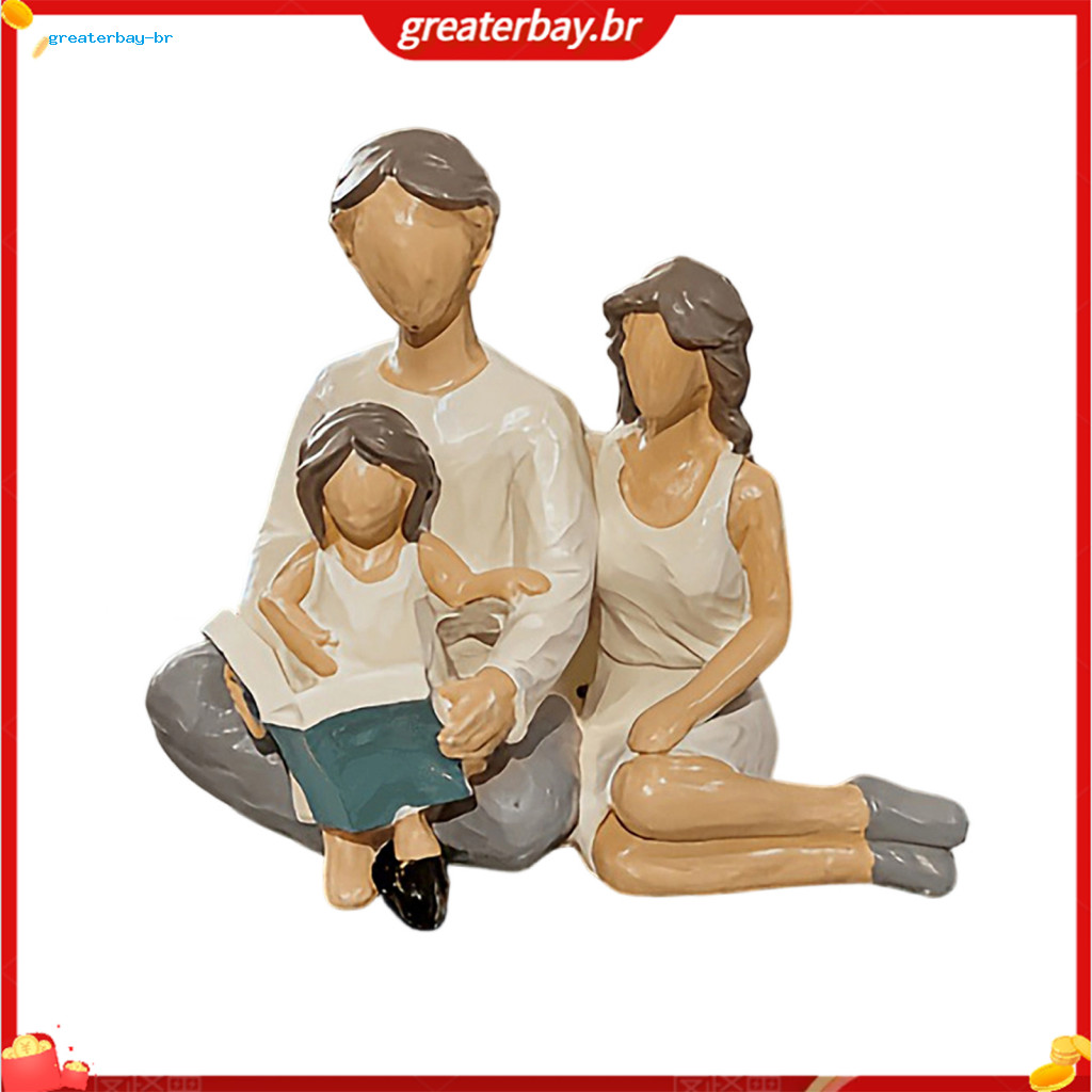 Hand-painted Resin Family Reading Figurine Abstract Faceless Parent-child Sculpture Minimalist Desk Room Decor Perfect G