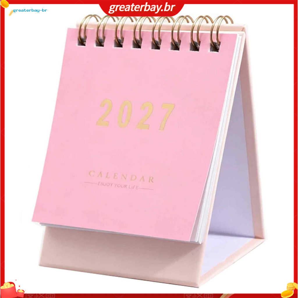 2027 Minimalist English Desktop Calendar with Gold Foil Cover – 18-month Thick Paper Planner Personalized Office Desk
