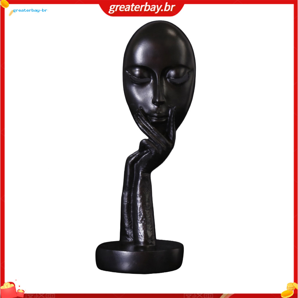 Abstract Contemplative Face Resin Sculpture Minimalist Hand-on-chin Bust Statue for Desk Living Room Office Decor Creati