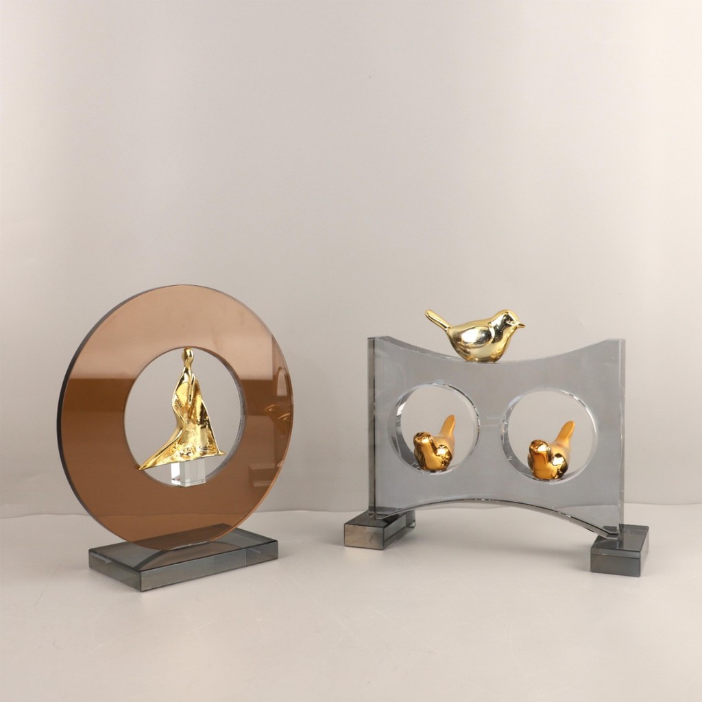 RNUJ Modern minimalist abstract geometric crystal sculpture, a decorative piece for desks, living rooms, hallways, and h