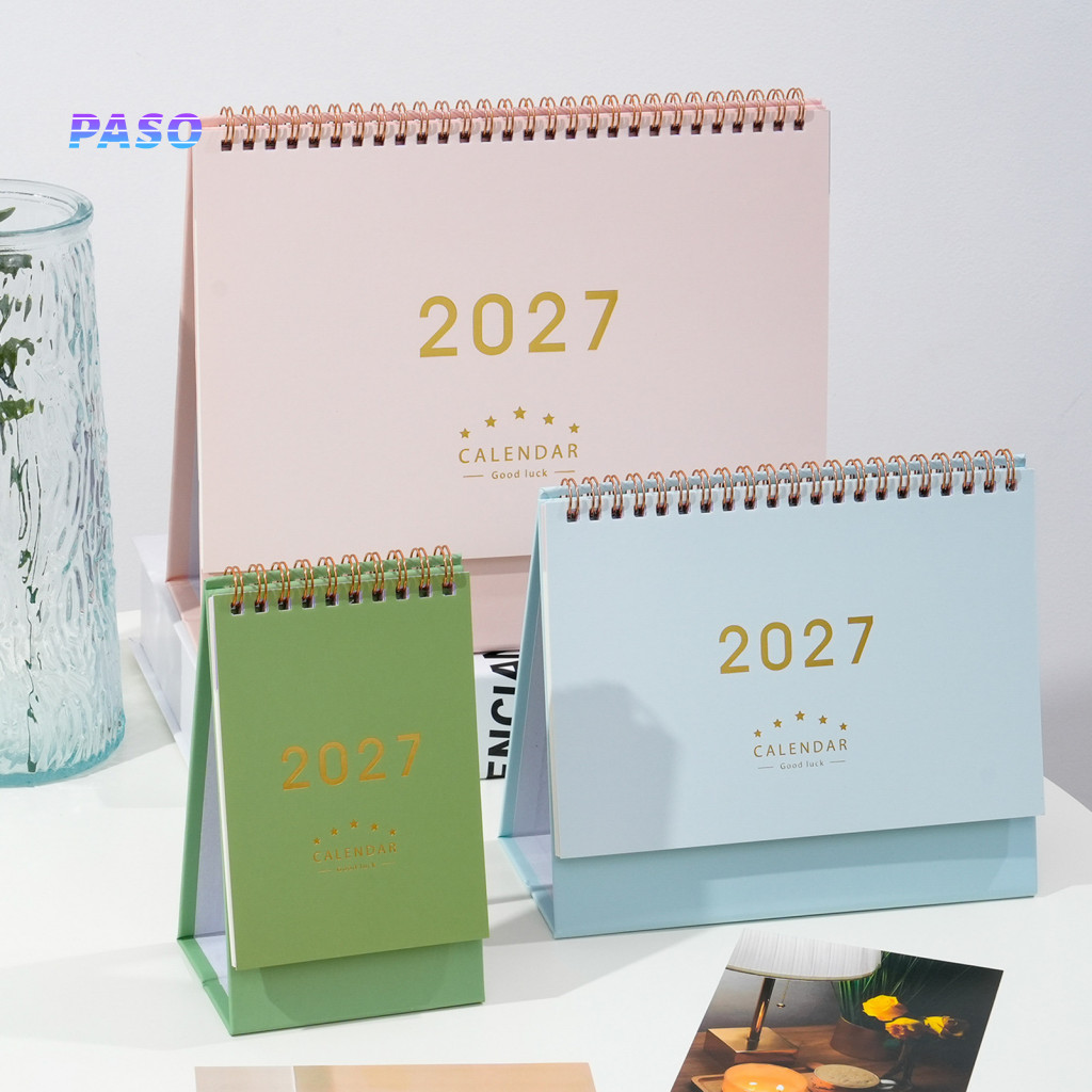 Desk Calendar for Planning Stationery for Tasks 2027 Standing Flip Minimalist Gold Foil Monthly Planner Thick Paper Desk