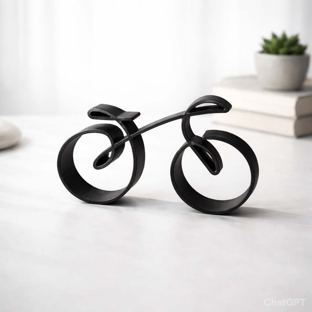 Escultura Decorativa Bicicleta Moderna Minimalista Preta Sala Home Office Presente Ciclista