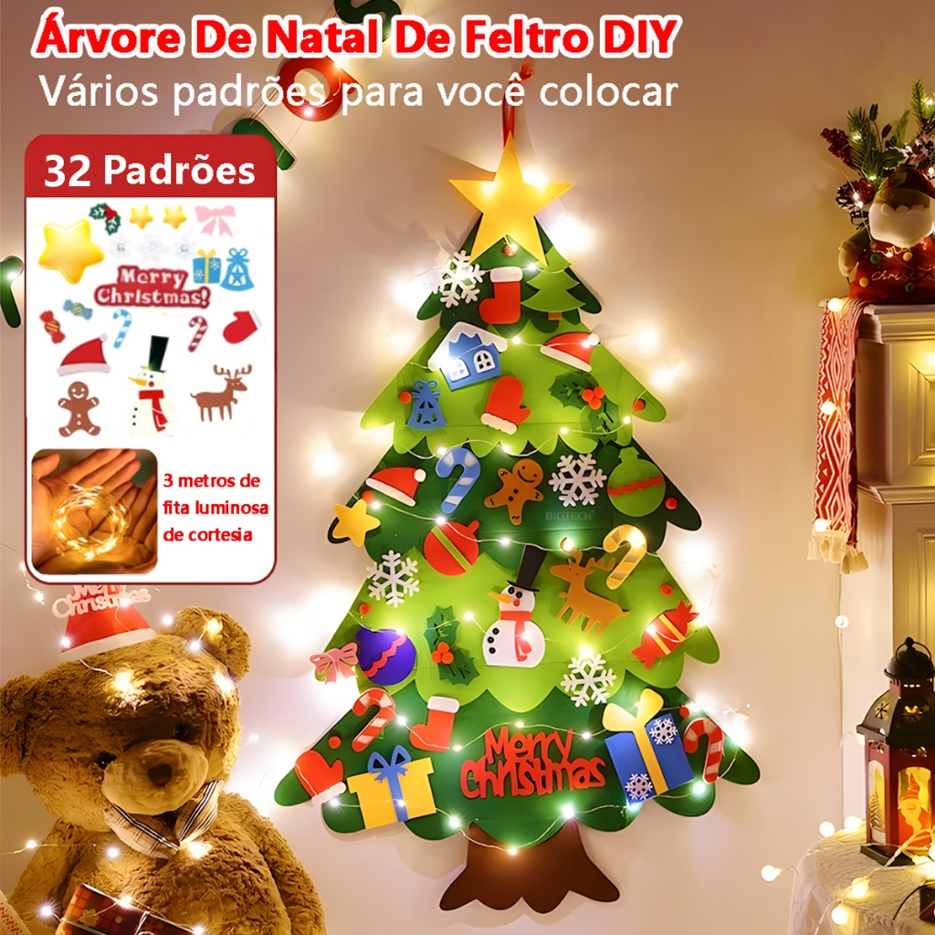 Árvore De Natal De Feltro Para Crianças Para Fazer Você Mesmo Vários Estilos Com Vários Acessórios