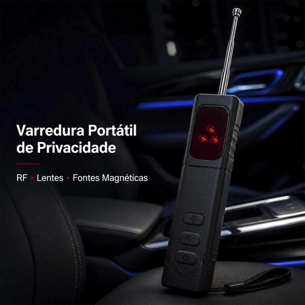 Kit 2 Detectores de Câmera Escondida Escuta Scanner RF Detector de Rastreador GPS Antiespionagem USB