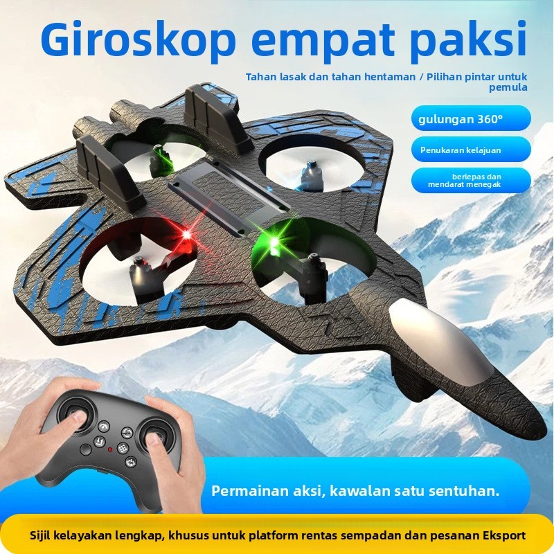 Foam RC Airplane Drone – 4-Axis Hovering Stunt Fighter Jet Toy for Kids | Easy Remote Control Flying Aircraft