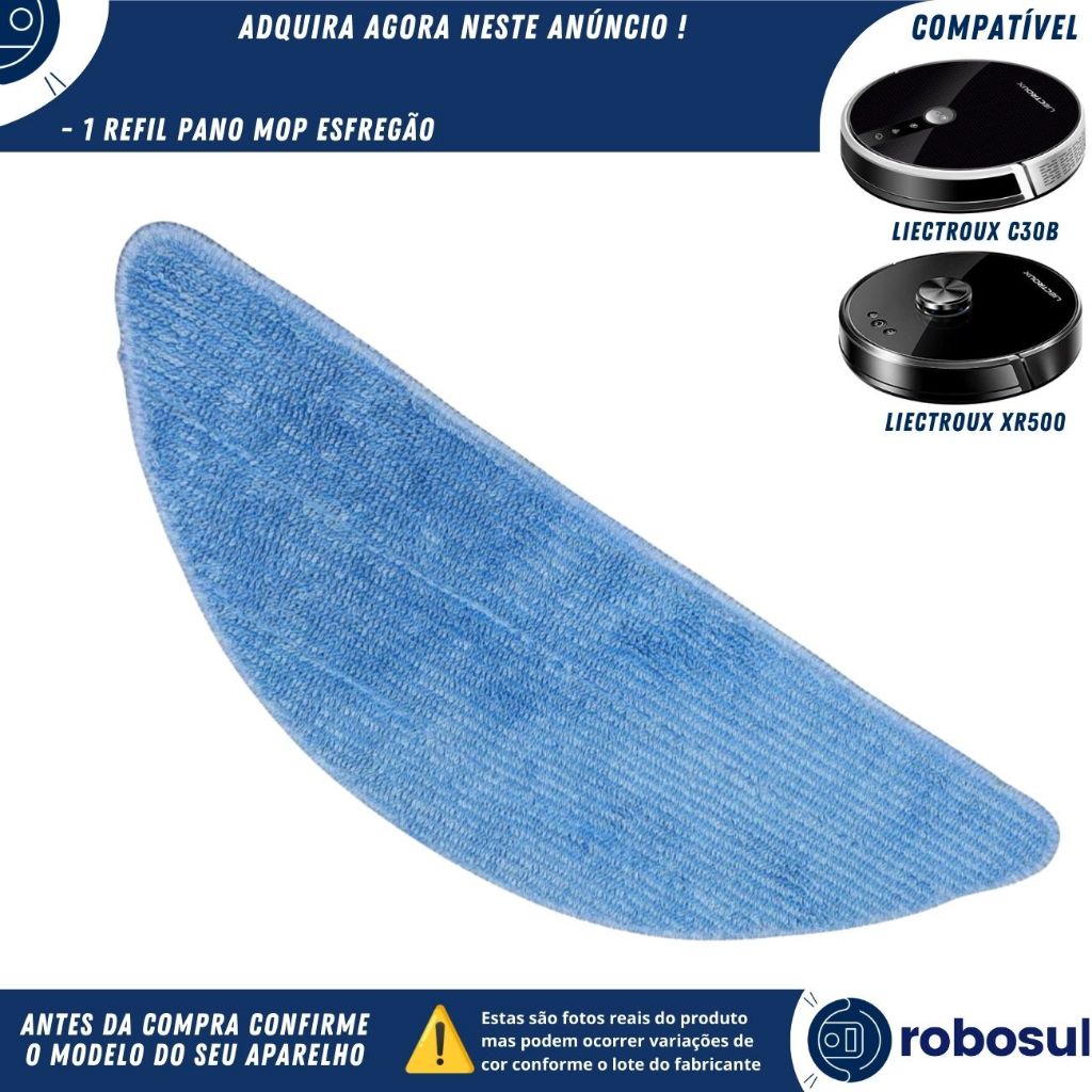 Refil Pano Mop Esfregão Para Robô Aspirador Liectroux XR500 E C30B