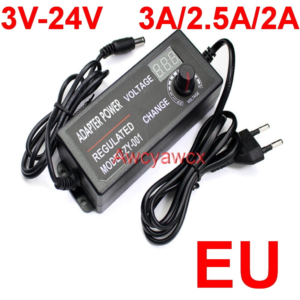 Adaptador Liga/Desliga De Tensão Ajustável AC 100V-240V DC 3V-24V 3A 2.5A 2A Fonte De Alimentação Plugue De Parede Ue Pa