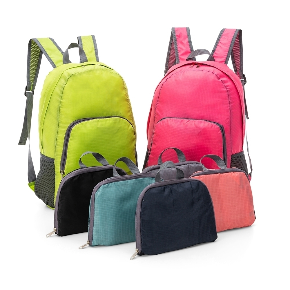 Mochila Dobrável de Nylon Impermeável Leve, Espaçosa, Compacta, Resistente, Fitness, Escola