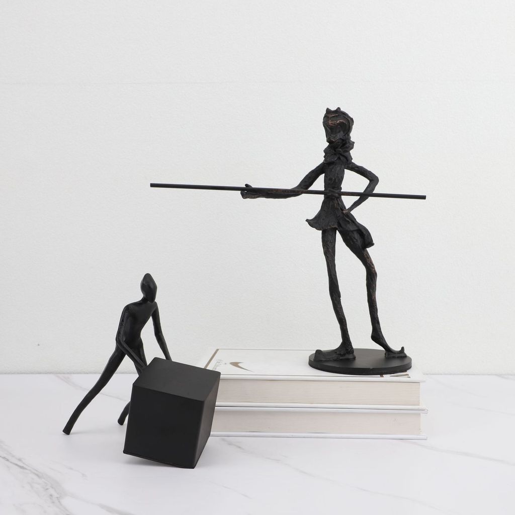 NOGM New Chinese-style black cast iron figure ornaments for model homes, offices, bedrooms, study rooms, desktops, and e