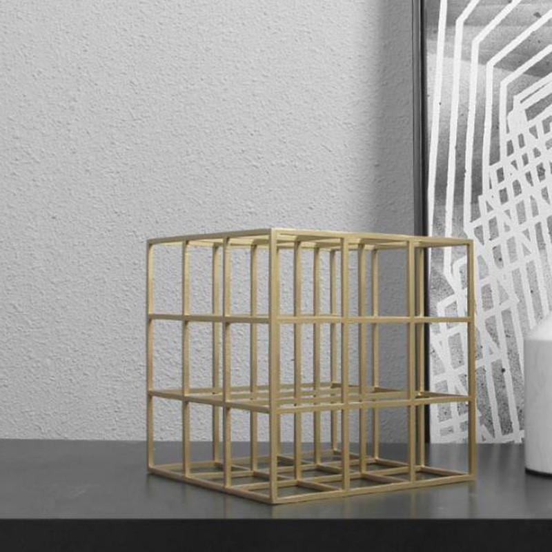 WCQS Modern creative nine-grid display piece, black and gold cast iron three-dimensional frame, bookshelf, model room, l
