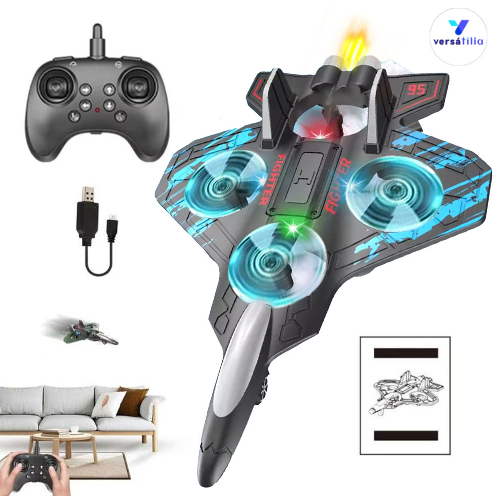 Avião RC de Combate em Espuma, Super Resistente, Bateria Recarregável, 2.4GHz 4 Motores