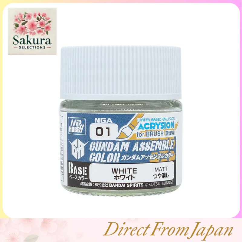 GSI Creos Acrijon Color Series Gundam Assemble Color White Brush Paint Matte 10ml Hobby Paint NGA01