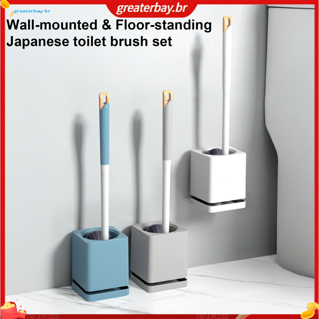 Wall Mounted Toilet Brush with Drainage Base Hole-free Design High-density Bristles Non-slip Handle – Hygienic Easy-cl