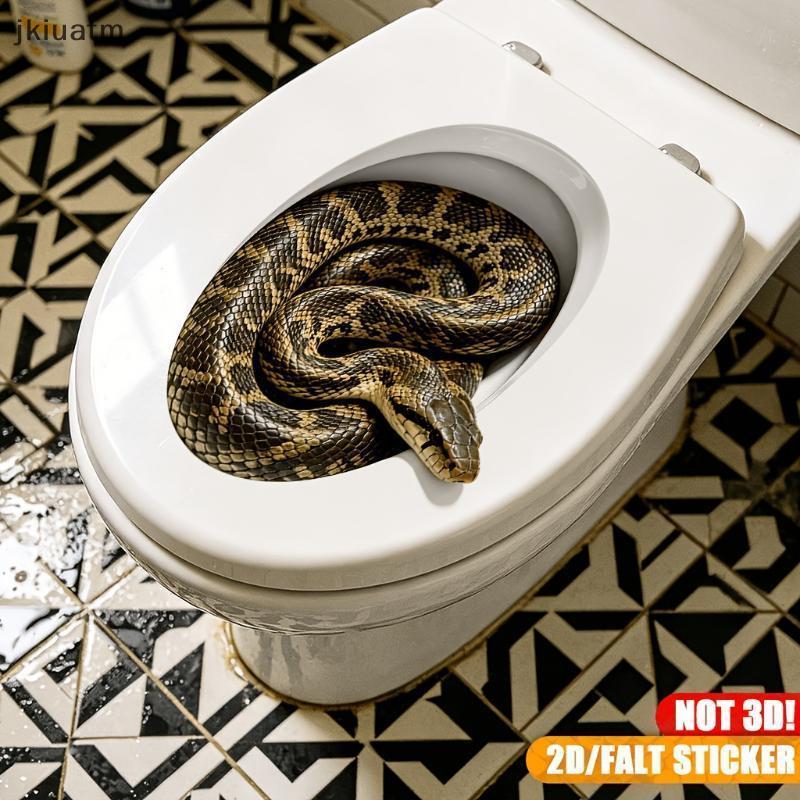 [jkiuatm] Criativo Snake Hole Prank Stier Realista Assustador Peel-and-Sti Decalque De Banheiro Para Festa De Halloween
