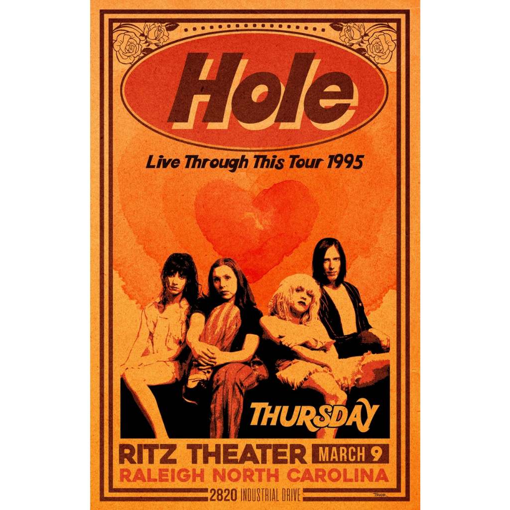 Poster Retrô - Hole 1995 Concert -   Decora  -    33 Cm X 48 Cm