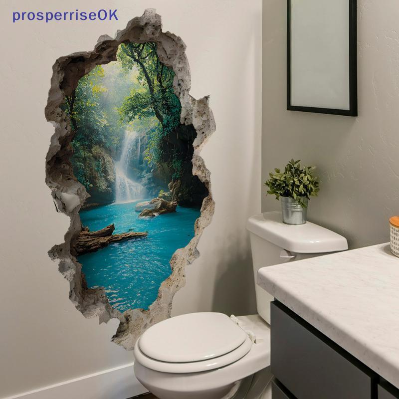 [newpros] Criativo Hole Valley Cachoeira Scenic Wall Stiers Paisagem Parede Para Quartos Quarto Banheiro Decoração De Ca
