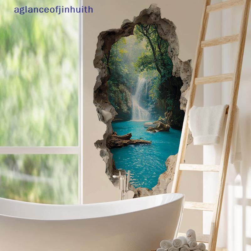[aglanceofjinhui] Criativo Hole Valley Cachoeira Scenic Wall Stiers Paisagem Parede Para Quartos Banheiro Decoração De C
