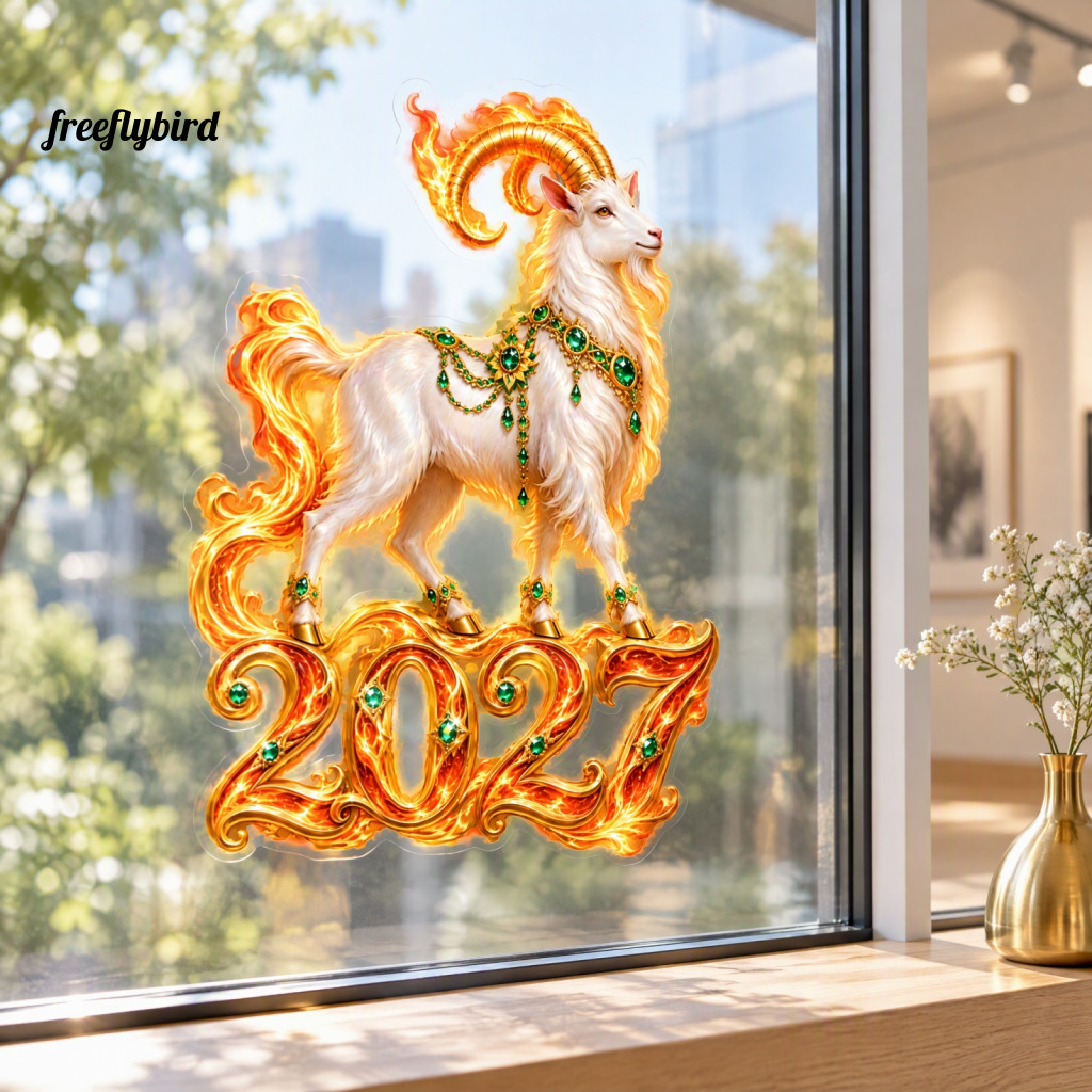 Fz Storefront Decorações De Ano Novo 30x40cm , Folhas De Janela Decorativas De PVC Reutilizáveis Com Estilo Chama Gem Pa