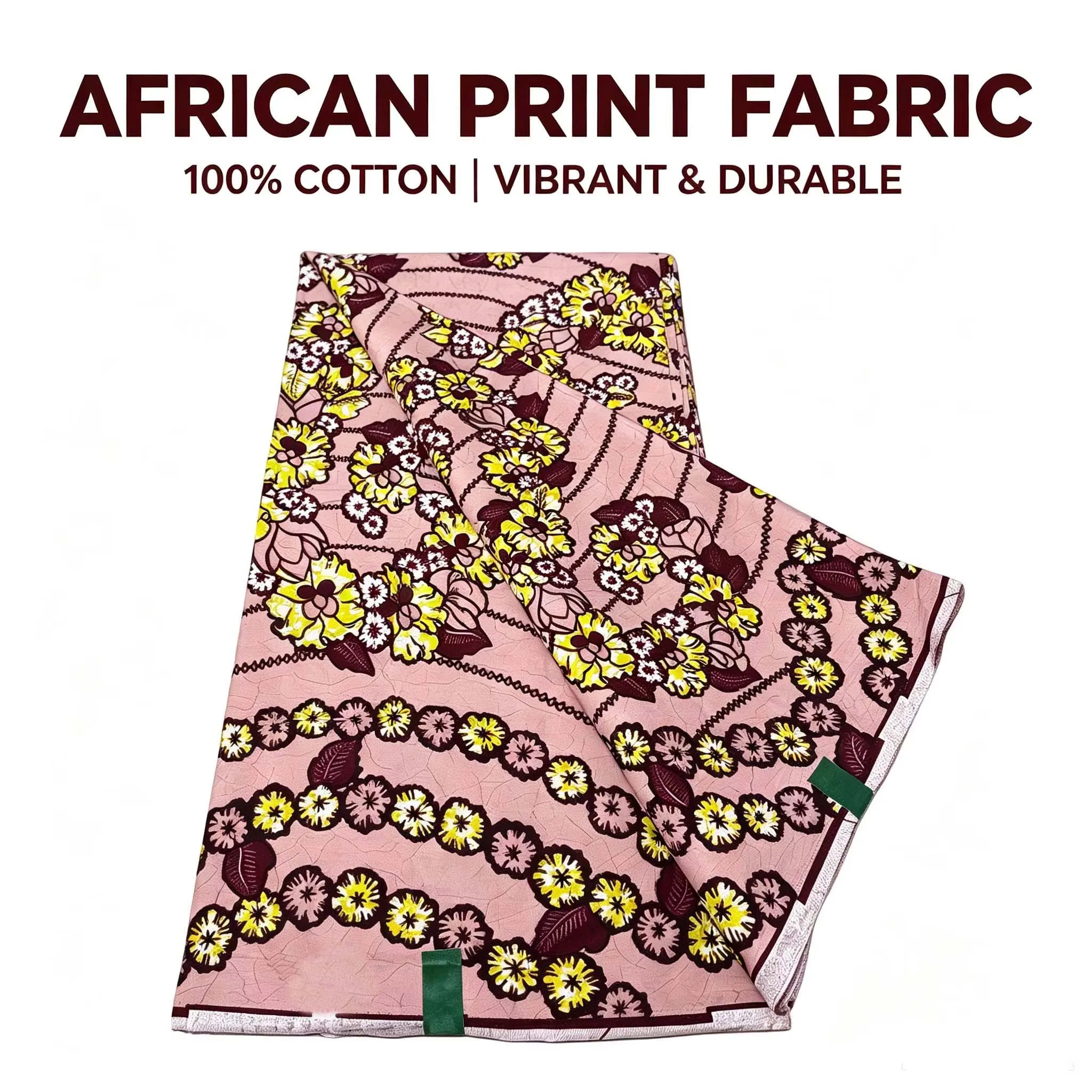 100% Cotton Fabric Pink wax Pagne Sequined African Batik Print Fabric, Premium Cotton Dress Material