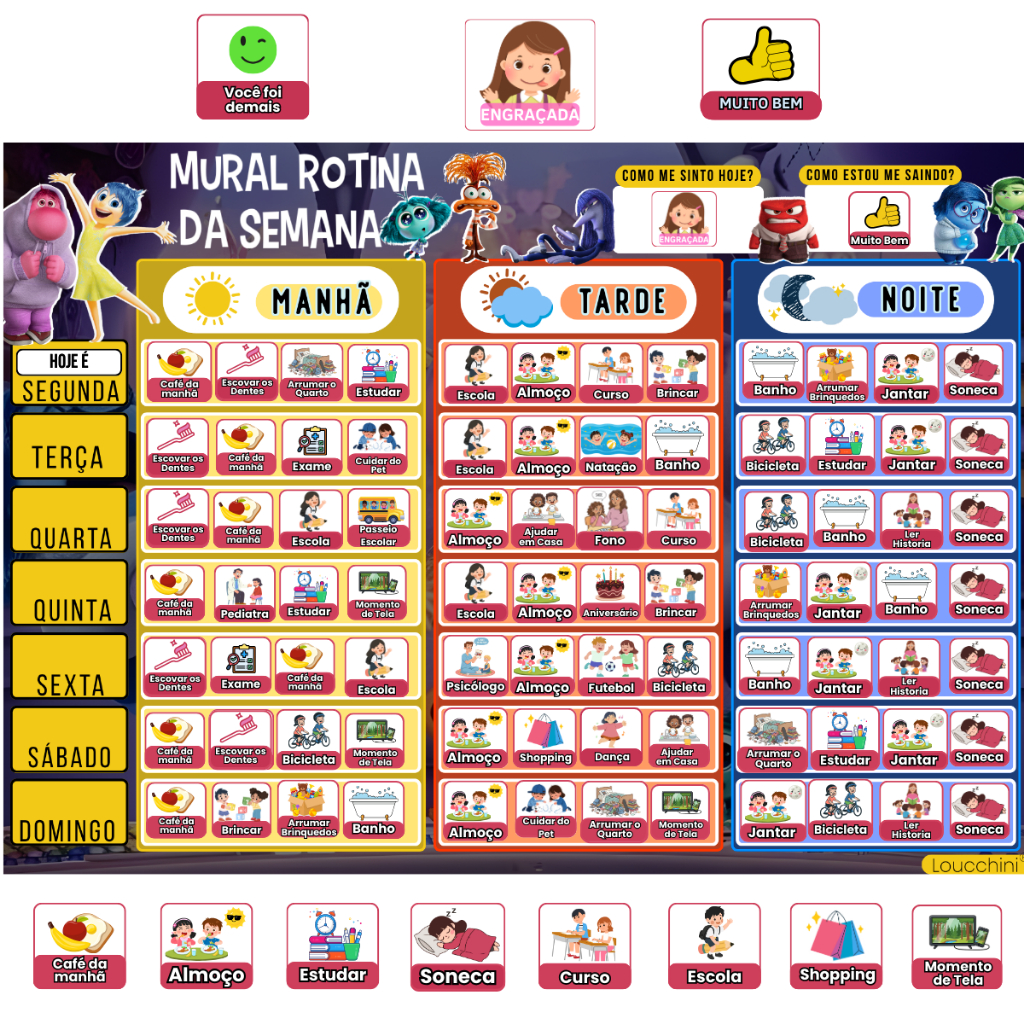Quadro de Rotina Infantil Magnético 