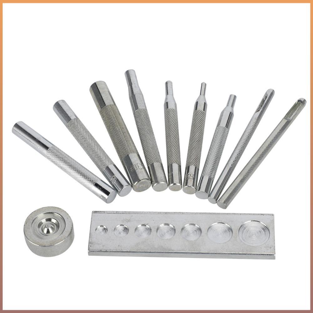 11 Pçs Conjunto De Rebite , Alça De Metal Morrer Perfurador Snap Prendedor Ferramenta , DIY Com Base Punch Kit Couro