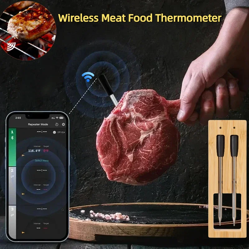 Smart Wireless Meat Food Thermometer Kitchen Cooking Tool Oven Grill BBQ Steak Bluetooth Temperature Meter Barbecue Accessories