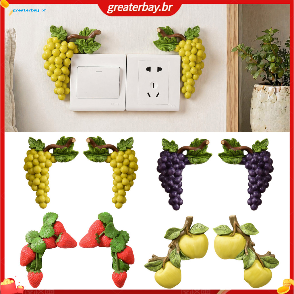 Fruit Switch Wall Stickers 3d Cute Waterproof Resin Kitchen Socket Decals Design Decorative Covers for Electrical Switch