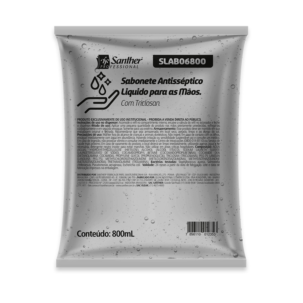 Sabonete Líquido Antisséptico 800ml Santher Professional