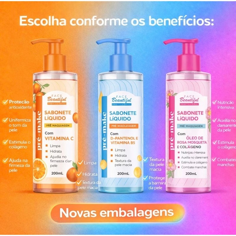 Sabonete Líquido Facial com Vitamina C – Face Beautiful Professional 200 ml