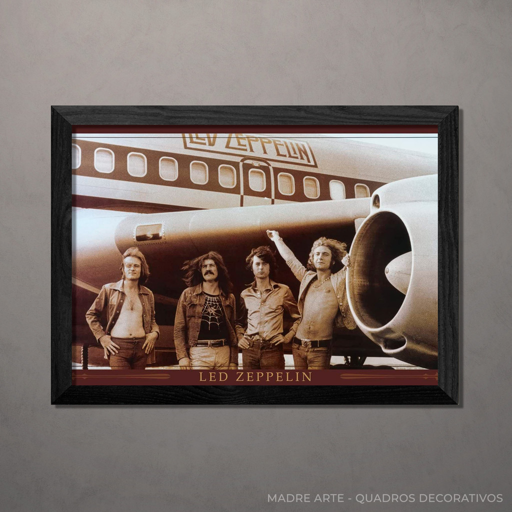 Quadro Decorativo Led Zeppelin Airplane A4 Com Vidro