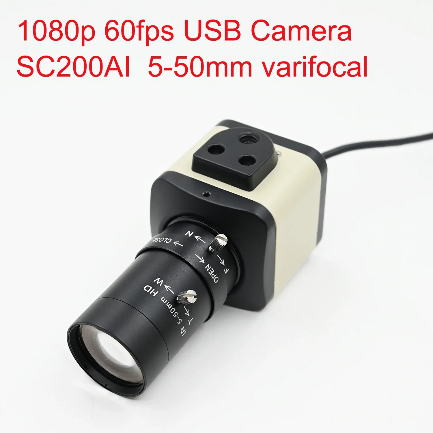 1080P USB Camera 60fps With 5-50mm 2.8-12mm Varifocal CS Lens,1920x1080 HD Webcam, SC200AI ,UVC Compatible Plug And Play