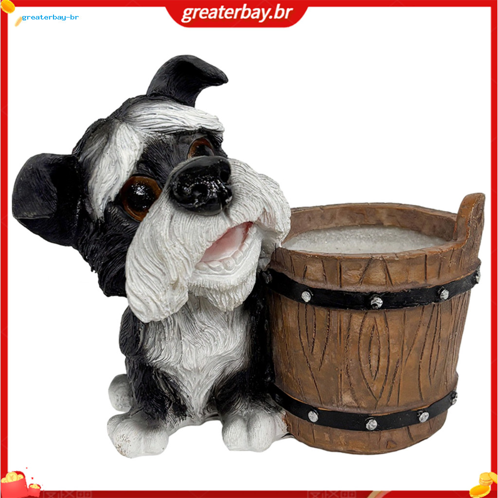 Cute Puppy Figurine Planter Pot – Small Decorative Cartoon Dog Statue Flower for Desktop Office Windowsill Home Garden