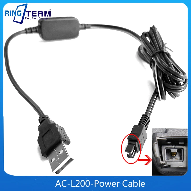 ACL200 For Sony Handycam DCR-IP DVD HC SR PC HDR-HC UX DCR Camera AC-L200 AC-L25A AC-L25B AC-L25C USB Adapter Power Cable