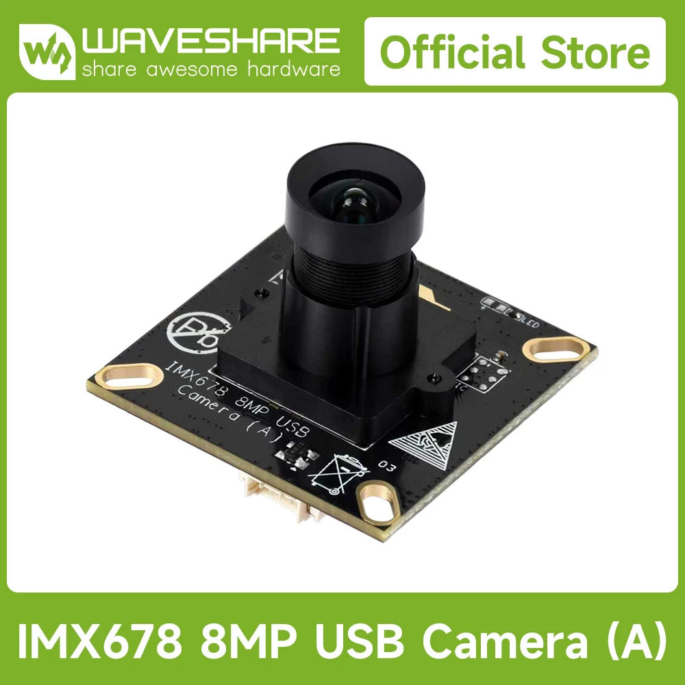 Waveshare IMX678 8MP M12 USB Camera Module, IMX678 Sensor Chip, USB2.0 Port, Better Sensitivity In Low-Light Condition