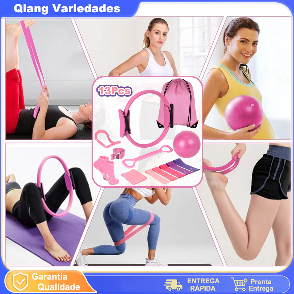 Kit 13 Peças Pilates Bandas - Equipamento Portátil para Treino em Casa, Perda de Peso, Modelagem Corporal e Yoga