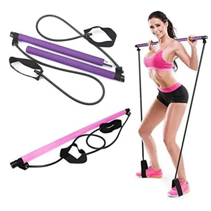 Barra de pilates, faixa elástica portátil, equipamentos de ginástica em casa para homens e mulheres