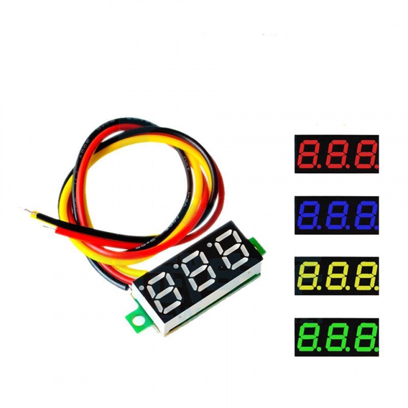 Voltímetro DC Mini de 0,28 polegadas, 0-100V, Medidor de Tensão Digital LED, Testador de Painel 4-40V, Proteção contra I