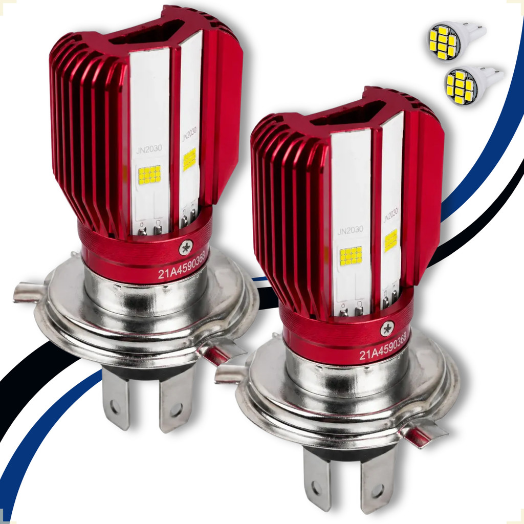 Par de Lâmpada  Kit Farol Alto e Baixo Super Led H4 Embus Super Branca 6500K Carro Moto 8-100V