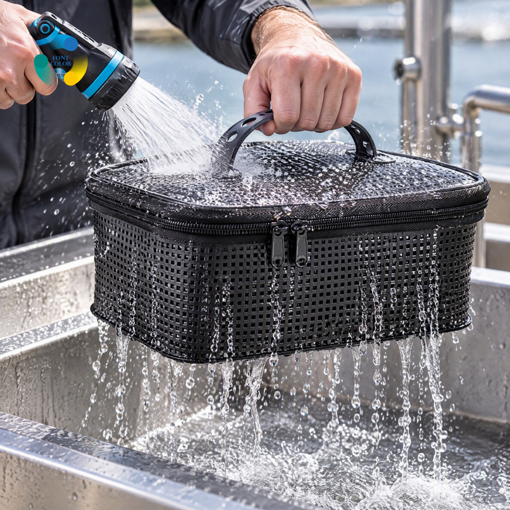 Bait Storage Container Fishing Gear Rinse Box with Carry Handle Waterproof Hard Case Quick Drainage Portable Tackle for