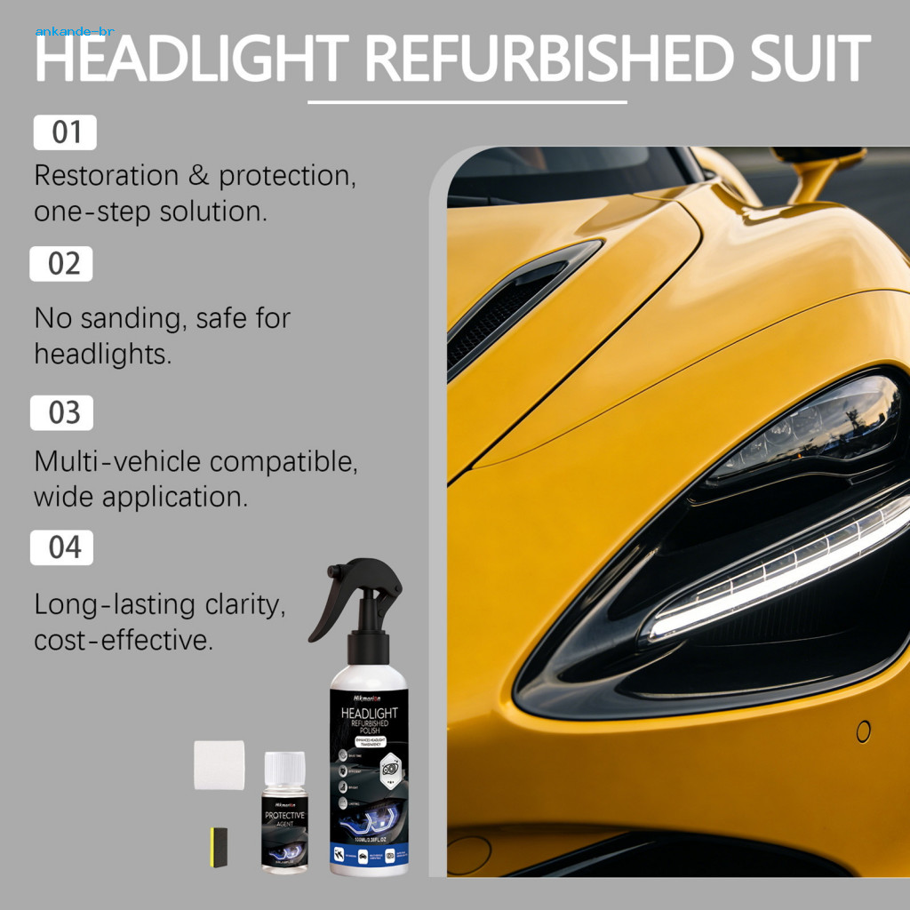 Car Paint Protection Diy Sealant Headlight Restoration Kit for Cars – Remove Yellow Haze Uv Lens Polish Cleaner Restor