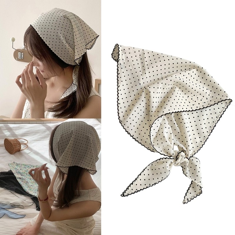 Estone Elegante Dot Lenço Cabelo Envoltório Cabeça Para Triangular Headwrap Ac
