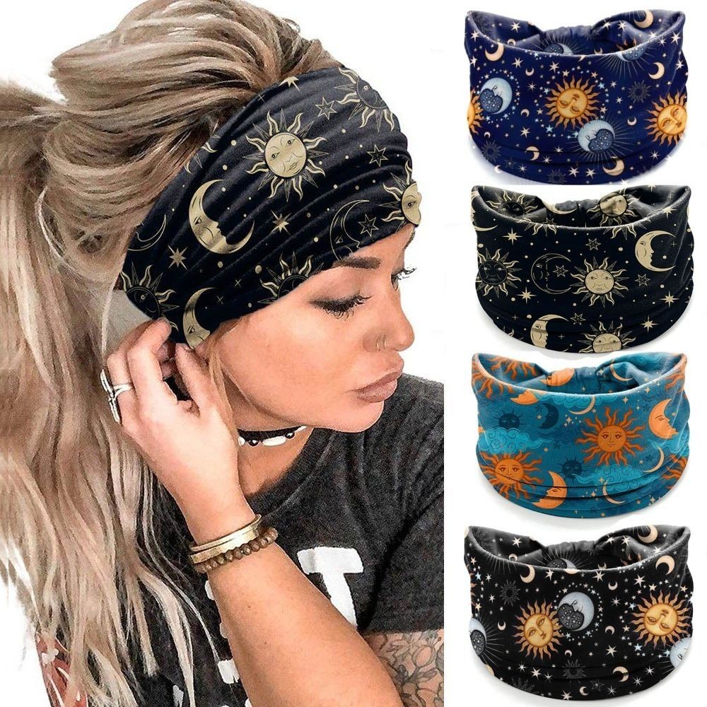 Bohemia Impressão Larga Headbands Novo Vintage Elástico Nó Turbante Headwrap Para Mulheres Meninas