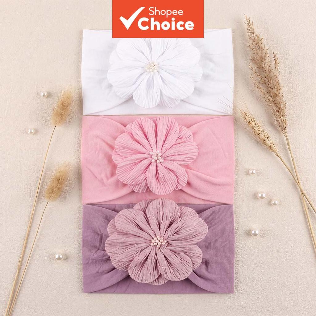 3 Pçs Bebê Floral Atado Headbands , Recém-Nascido Infantil Largo Elástico Hairbands , Macio Antiderrapante Headwrap Conj